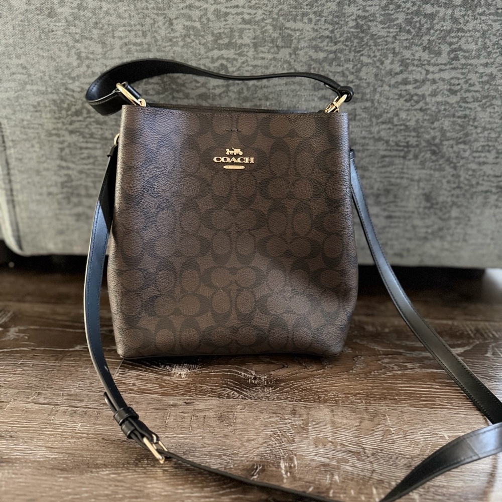 Coach Dark Brown Signature Crossbody Bag